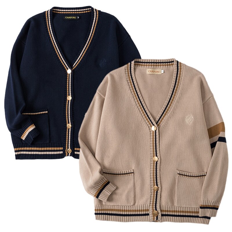 Shui Yuan Ding-cárdigan de punto de manga larga, suéter con cuello en V, prendas de vestir para uniforme escolar JK DK, ropa para estudiantes, primavera y otoño