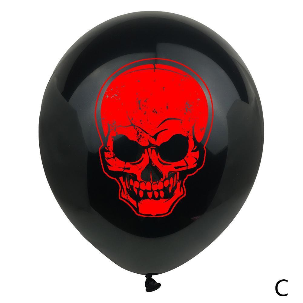 10 unids/set de globos de Serie de Halloween con letras negras sangrientas impresas, Calaveras, estampado a mano, globos para decoración de Halloween, sangre P Q0C4: C