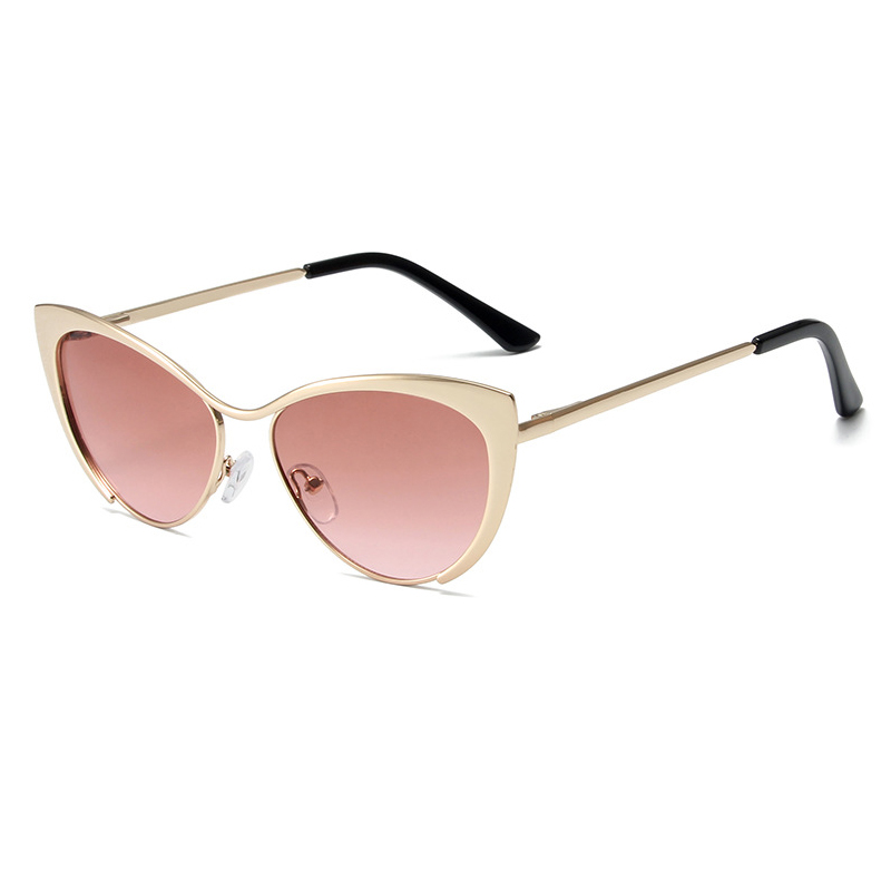 Shauna Anti-Blauw Licht Mode Vrouwen Cat Eye Optische Brilmonturen Lente Hinger Metalen Gradiënt Zonnebril UV400: Blauw