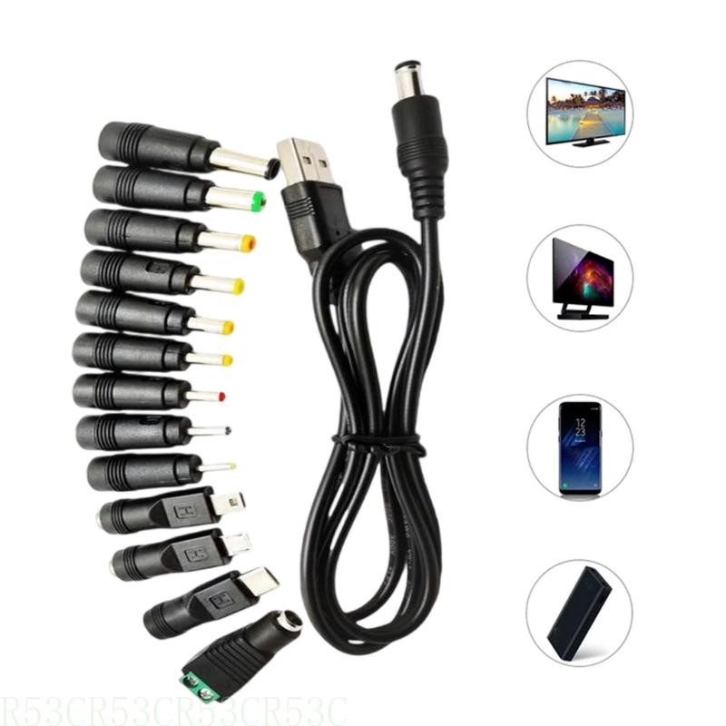 R53c strømkabler 5v usb  to 5.5 x 2.1mm strømkabel med 13 stik til router led