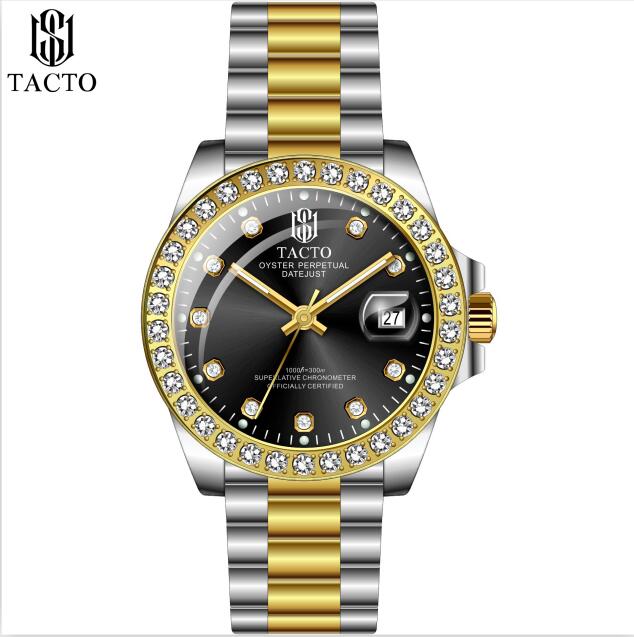 Holuns uhr herren uhren 316L stahl uhr diamanten Miyota quarz business männlichen armbanduhr kalender datum 50M wasserdichte: TACTO 40mm-12