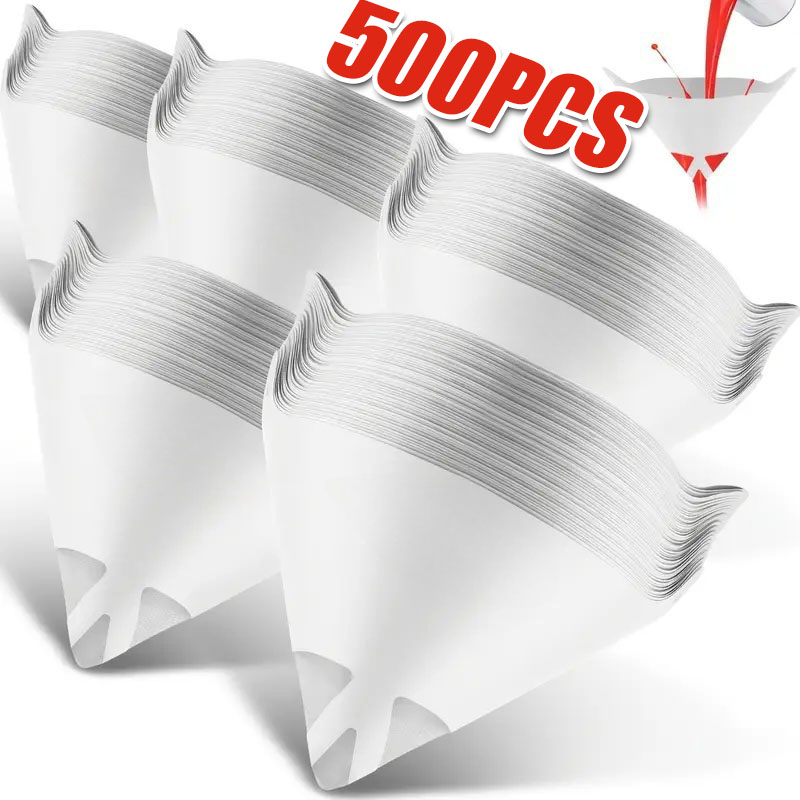 Filtro de papel desechable para coche, 10-500 Uds., 190 malla, taza purificadora, malla para pintura en aerosol, herramientas de embudo de papel cónico de nailon micrón