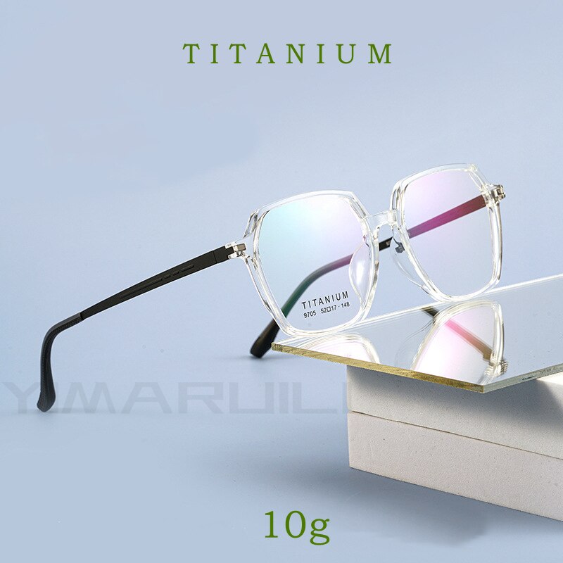 YIMARUILI Transparent Retro Titanium Optical Prescription Eyeglasses Frame Ultra Light TR90 Decorative Myopia Glasses Frame 9705