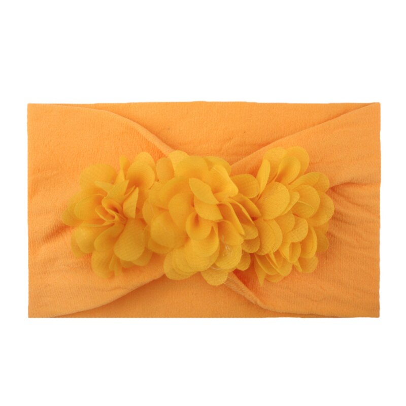 Lace Flower Baby Hoofdbanden Voor Meisjes Elastische Hoofd Wraps Effen Head Band Haar Boog Zuigelingen Pasgeboren Haar Accessoires Foto prop: Yellow