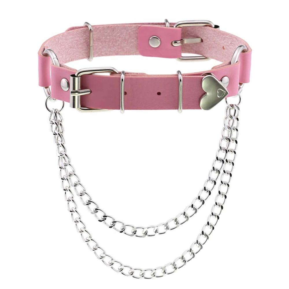 Perzik Hart Choker Ketting Goth Kleding Harajuku Ketting Punk Gothic Kwastje Hals Ketting Sieraden Voor Vrouwen Valentijnsdag: Imitation Rhodium Plated