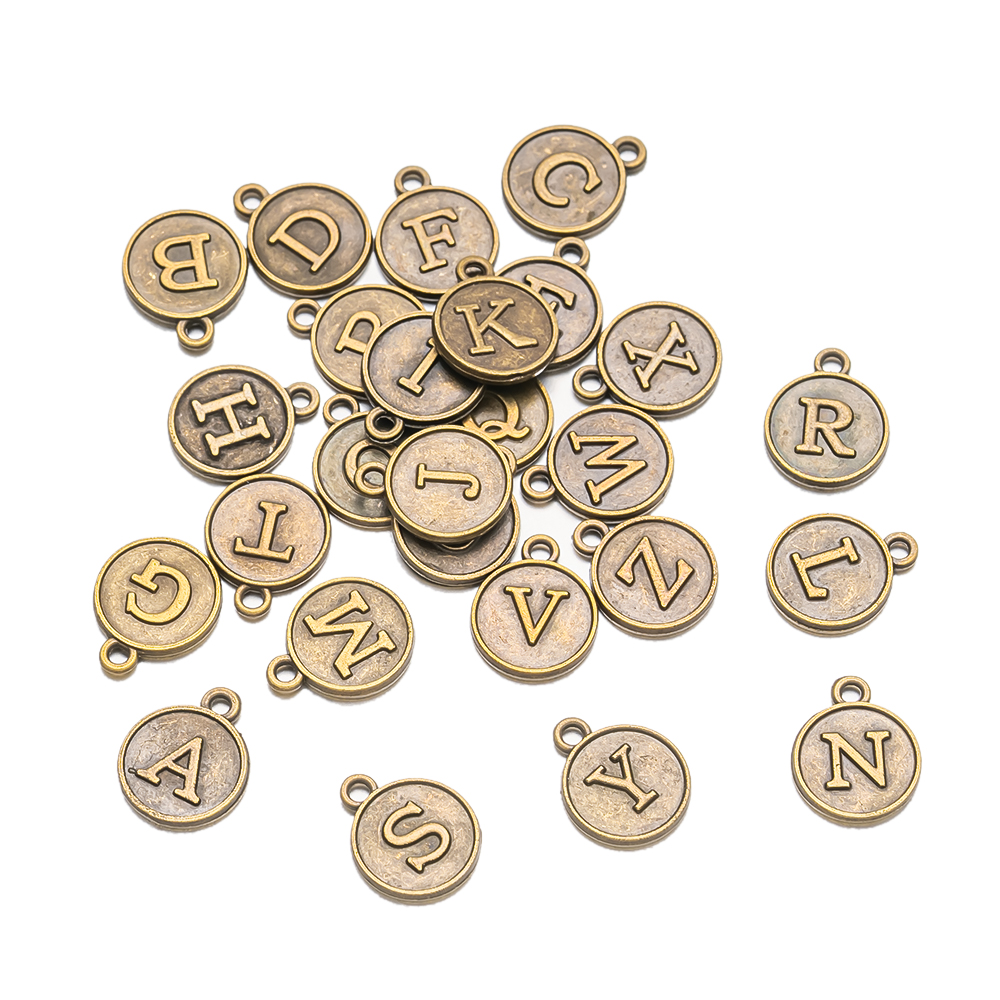 Juego de colgantes con letras del alfabeto de A-Z para mujer, pulsera y pendientes hechos a mano, accesorios para hacer joyas, suministros, 12mm, 1 Juego