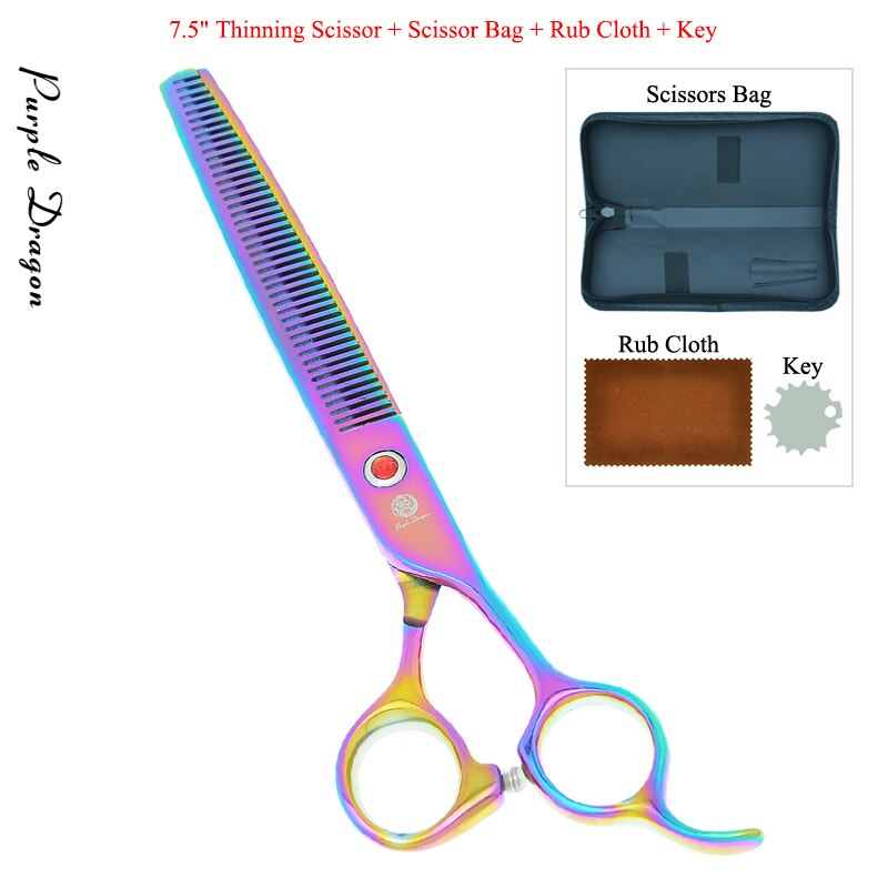8.0 &quot;lila Drachen Hunde Pflege Schere Haustiere Gerade Gebogen Schneiden Tijeras Friseur 7.5&quot; Ausdünnung Scher Ebene Trimmer B0051B: B0051B-04-75