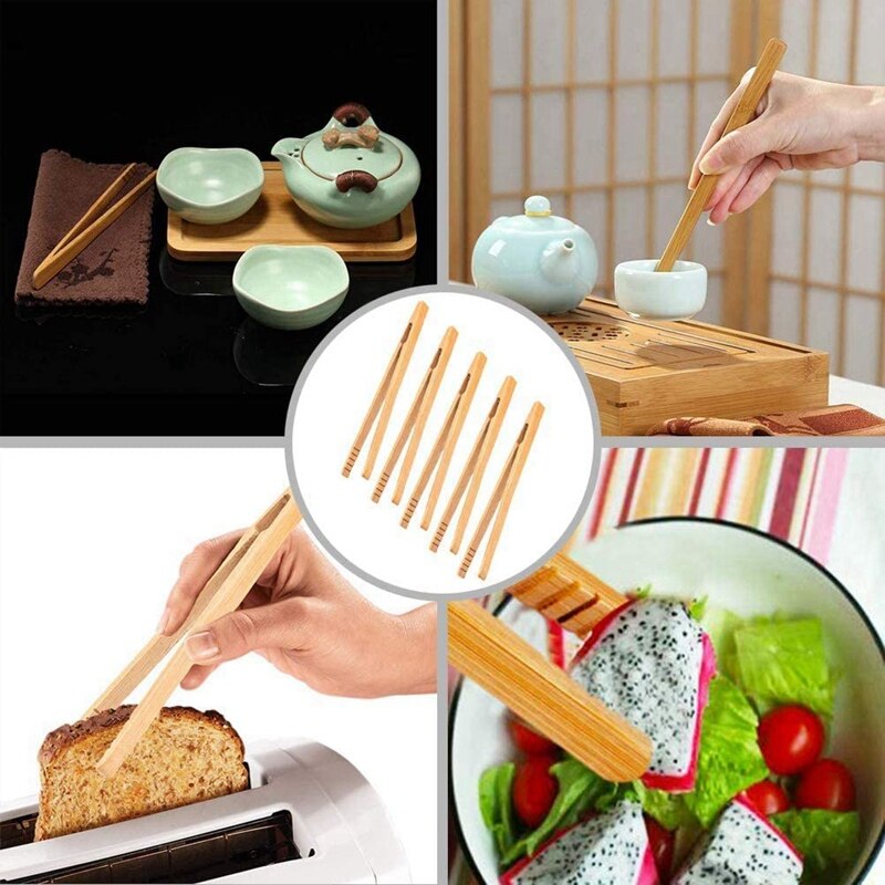 10 Stuks Bamboe Toast Tang, bamboe Tang 7 Inches Broodrooster Tang Gemaakt Van Natuurlijke Bamboe Perfect Voor Toast Brood Pickles
