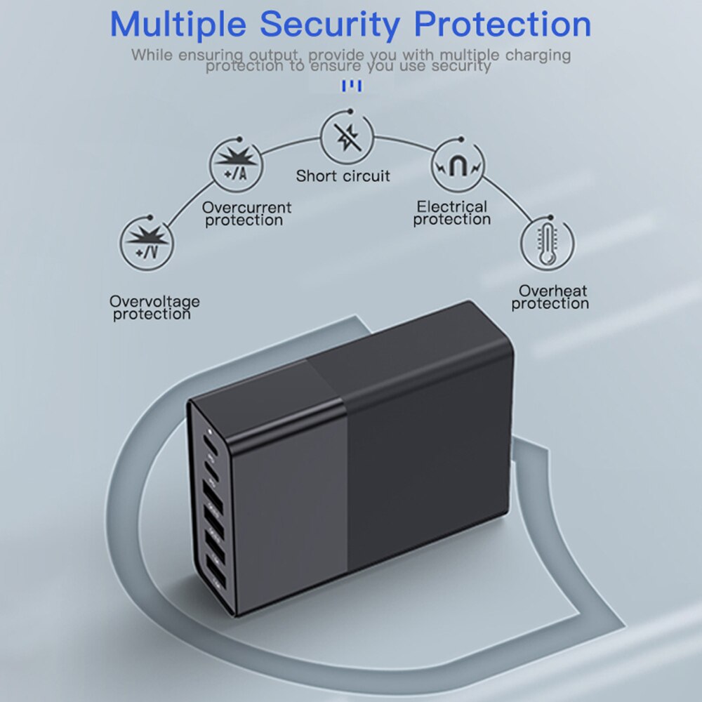 4/5/6 Port PD Charger QC 3.0 Dual Protocol Quick Charge 48/65/75W USB Fast Charger For iPhone 12 11 Mini Pro Max Smart Adapter