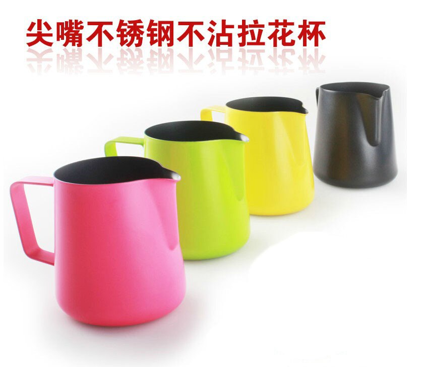 350ml/12oz Teflon Nonstick coating Stainless Steel Milk Pitcher/Jug Milk Foaming Jug/Teflon for fancy coffee maker for barista