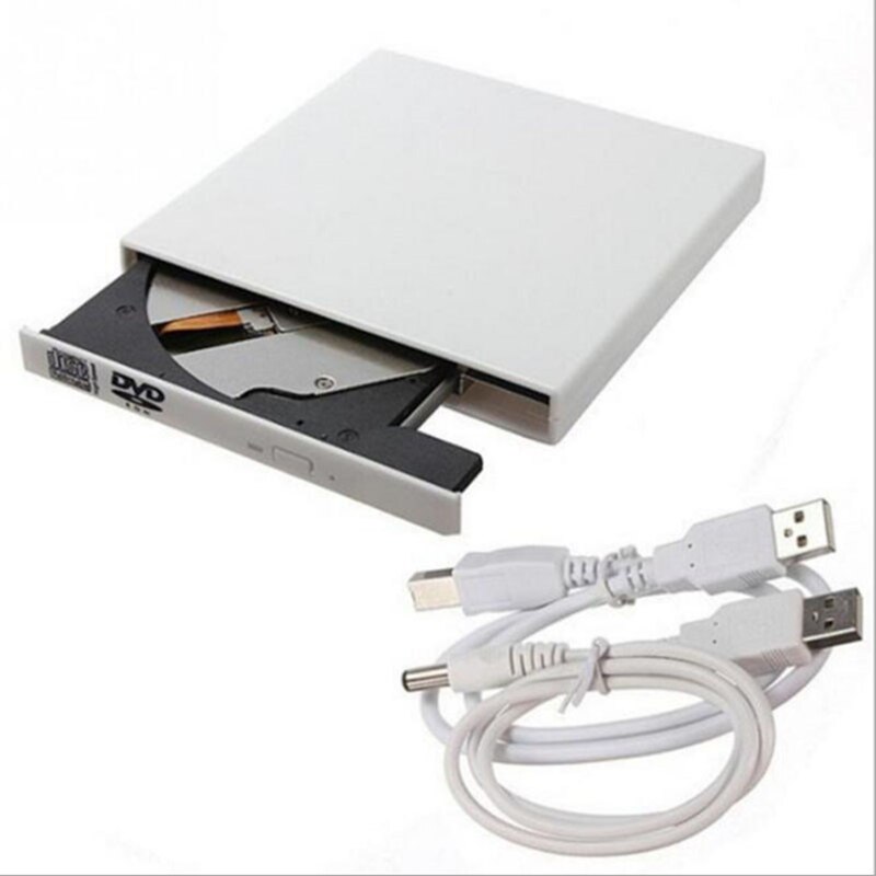 IMice USB 2.0 Draagbare Ultra Slim Externe Slot-in DVD-RW CD-RW CD Dvd-speler Drive Writer Brander Optische drive brander voor PC: white