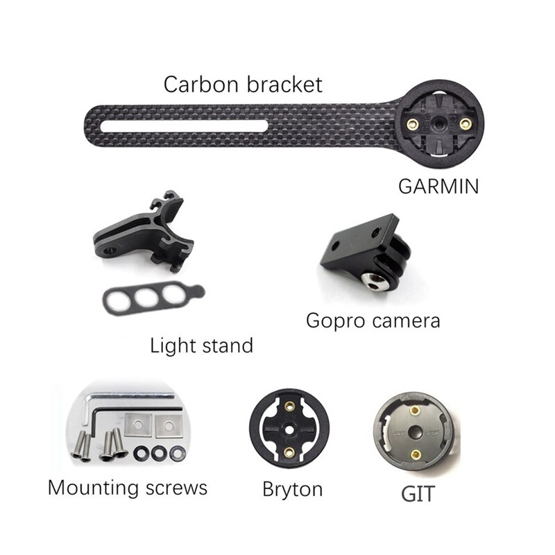 Karbonfiber sykkel datamaskin feste sykkel landevei sykkel sykling mtb datamaskin stoppeklokke feste holder til garmin wahoo feste