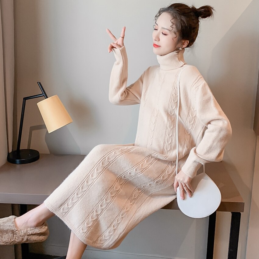 Pull à col roulé épais pour femme enceinte | , pull tricoté, coréenne, col roulé, automne hiver