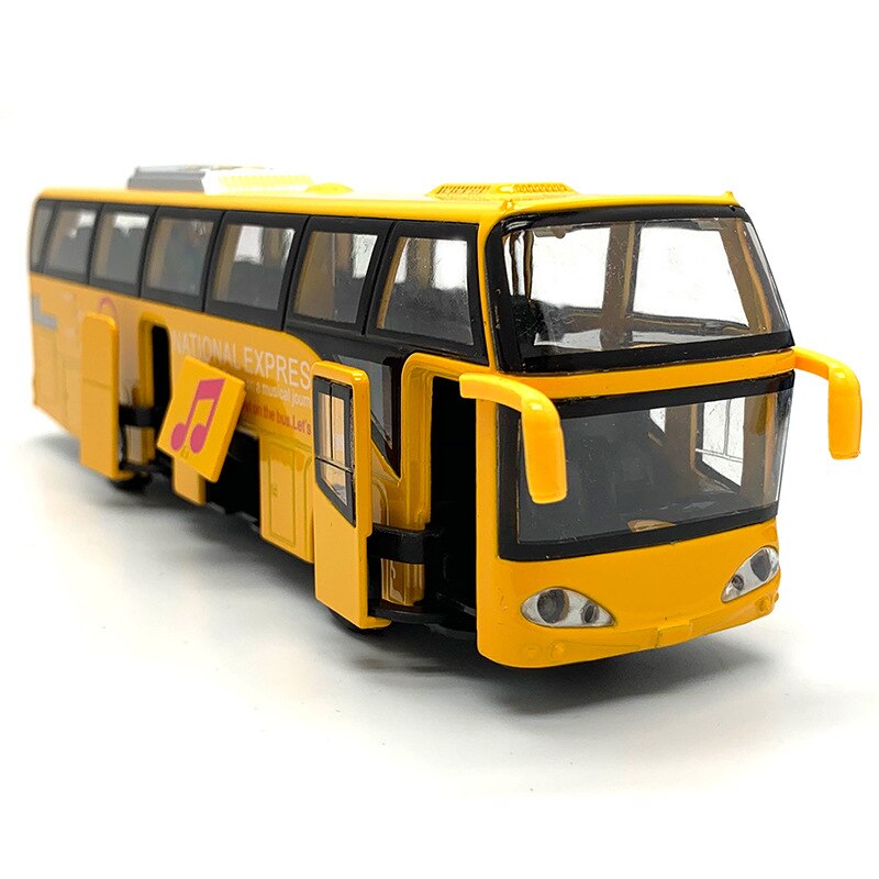 1:50 5 Deur Legering Tour Bus Model, Simulatie Spuitgieten Kinderen Speelgoed Auto, geluid En Licht Trek,: Geel