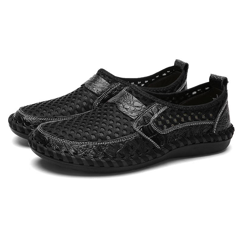 1 paar heren mesh casual schoenen ademend antislip voor zomer wandelen autorijden & t8: Zwart / 45