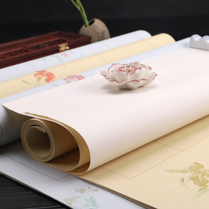 Batik – papier semi-mûr Xuan, 10 feuilles de papier de calligraphie chinoise, papier de riz à motif de fleur chinoise avec grilles