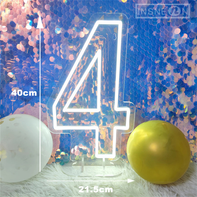 Letrero de neón con números, luces acrílicas de cumpleaños de 0 a 9 con interruptor para aniversario, boda, , negocios, salón de belleza, decoración de pared, 40cm: RGB / 3 W