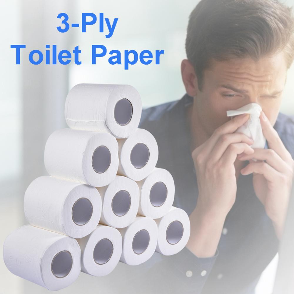 10pcs Three Layer Toilet Tissue Home Bath Toilet Roll toilet paper Soft Toilet Paper Skin-friendly Paper Towels
