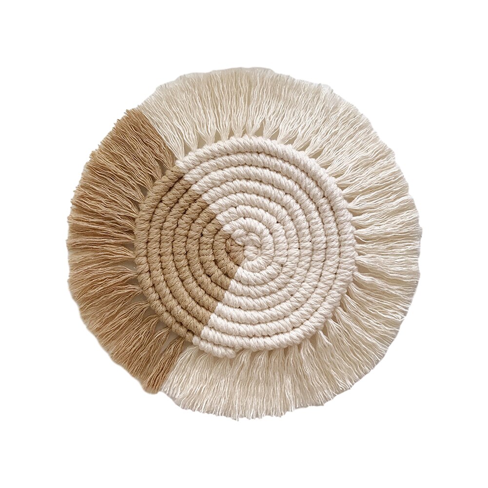 Macrame Placemats Cup Mat Bohemia Tablecloth Coaster Cup Pad Northern Europe Style Pure Handcrafted Cotton Braid Insulation Mats: E