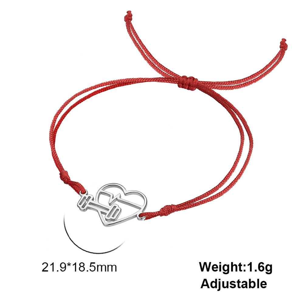 Cazador Esercizio sport battito cardiaco Bracciale con ciondolo con manubri per donna Gioielli in acciaio inossidabile 2025 Bracciale a catena con scatola a portata di mano: Oro scuro