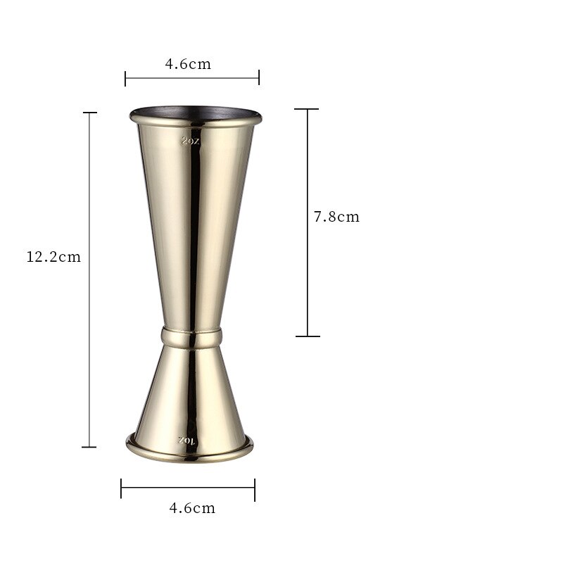 Stainless Steel Double-head Measuring Cup Pouring Measure for Home Hotel Bar Supplies: Gold
