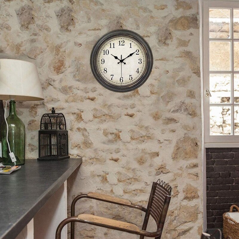 12 Inch Silent Retro Wall Clock Quartz Decorative Table Dial Battery Non-Ticking Digital Clock for Bedroom