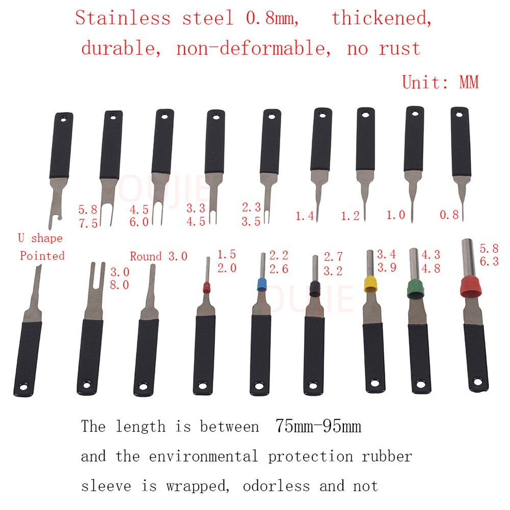 18pcs Terminal Removal Pin Needle Retractor Pick Electrical Wire Plug Puller Cloth Bag Repair Tools Car Connector Repair Tool