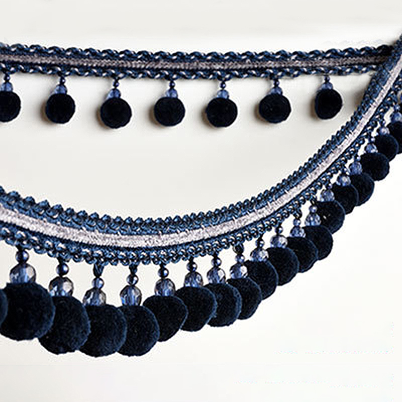 1M Vorhang Quaste Pom Pom Kugeln Trimmen Bommel trimmen Kristall Randbereich DIY NäHenne Band Material Hause Dekorative Zubehör