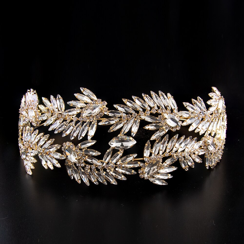 European Style Women Crown Tiaras Full Crystal Rhinestone Headband Bride Hairband for Wedding Birthday Make Up Party