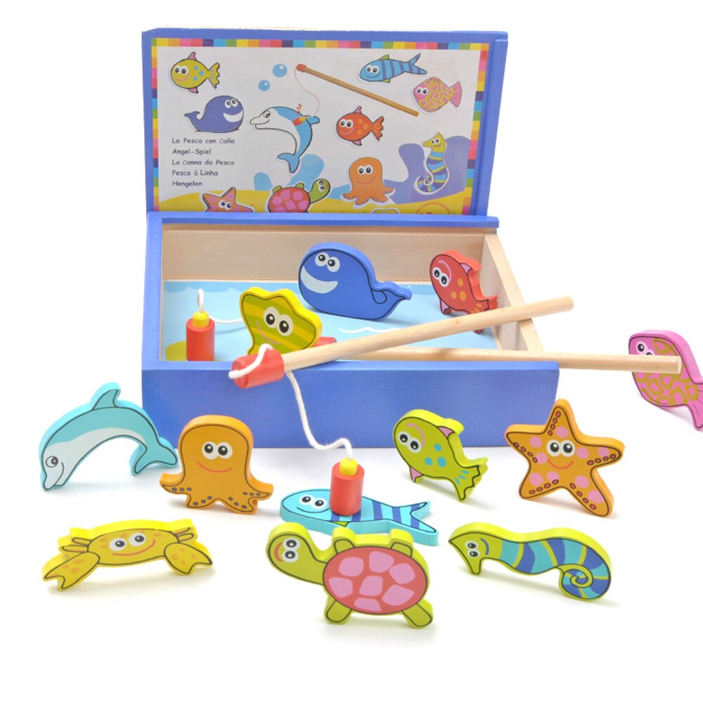 Wooden Fishing Game Baby Wood Toys Fishes Set