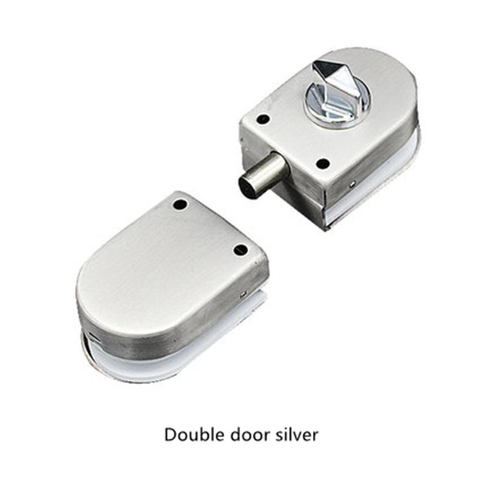 Gratis Opening Roestvrij Staal Glas Deurslot Enkele Deur Dubbele Deur Glazen Deur Lock Grond Pin Slot Glazen Deur Deur pin Klink: double door sliver