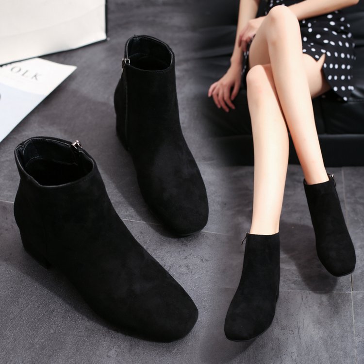 Eagsity mocka chelsea boots kvinnor ankel korta stövlar rund tå dam jobb motorcykel stövlar block häl slip on