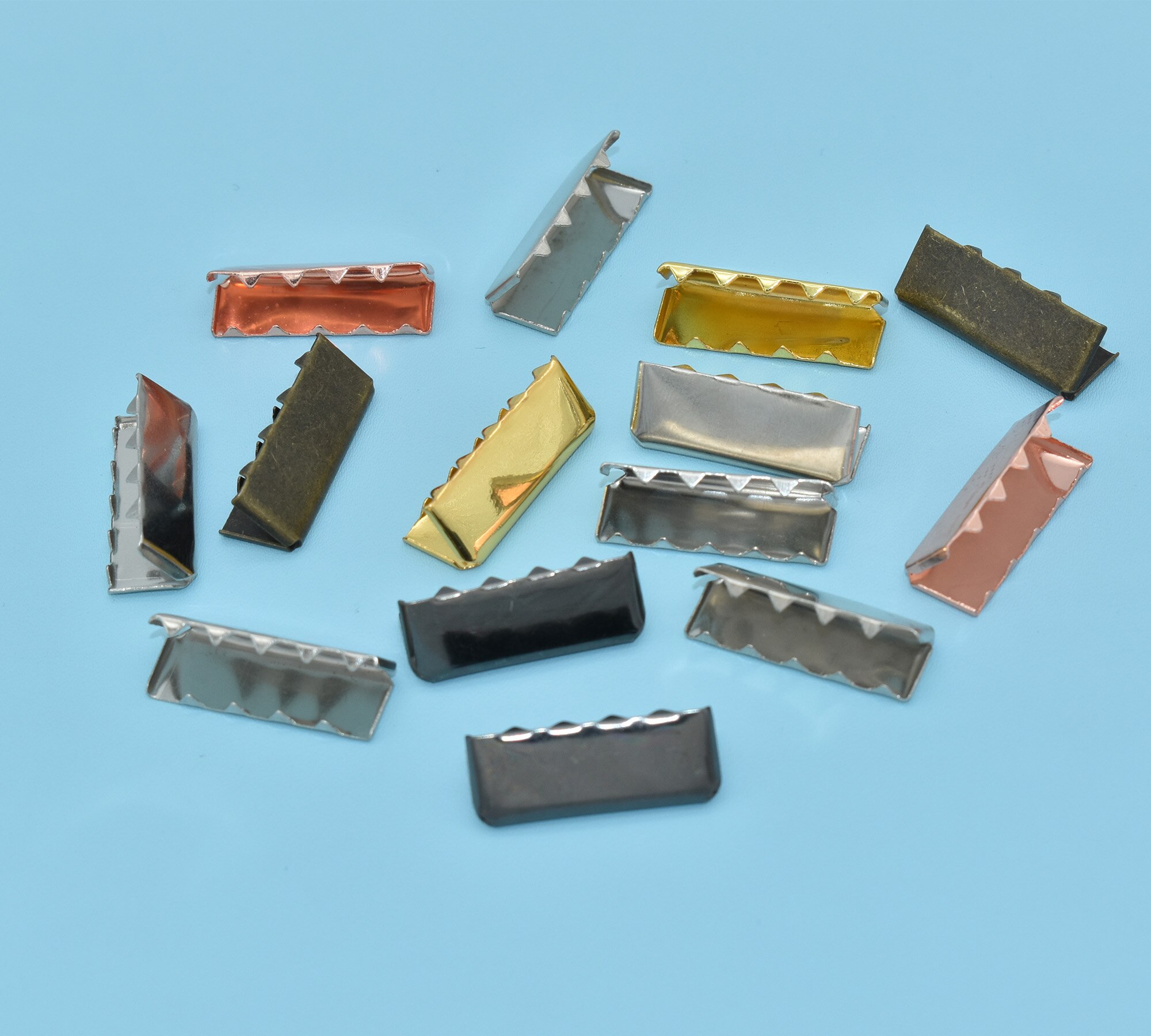 25mm Ribbon Clamps Ends Fasteners Clasps Cord Ends Cap Foldover Connectors for Leather Lanyard Strap Jewelry Making