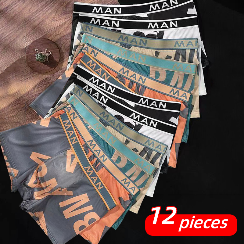 calzoncillos hombres, boxers hombre, calzoncillos boxers hombre, Bóxer corto con estampado de letras para hombre, ropa interior a la , calzoncillos transpirables de talla grande piezas, 12 L-4XL: 6XL