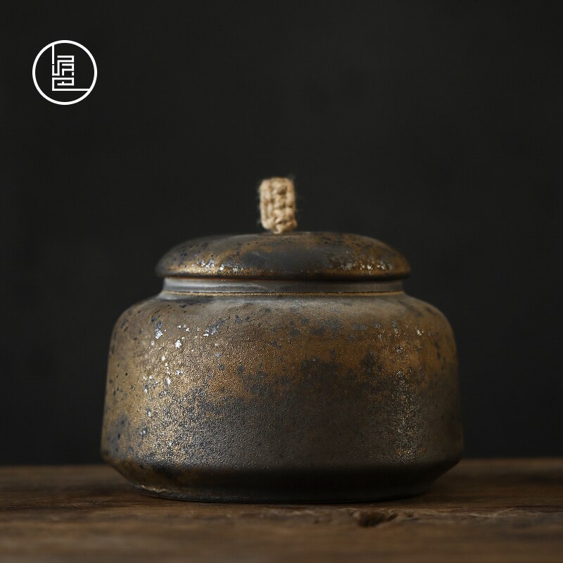 Personalidad creativa barro personas artículos de gres para té Caddy cerámica sellada a prueba de humedad té almacén Retro Pu'er caja de té LB83105: G