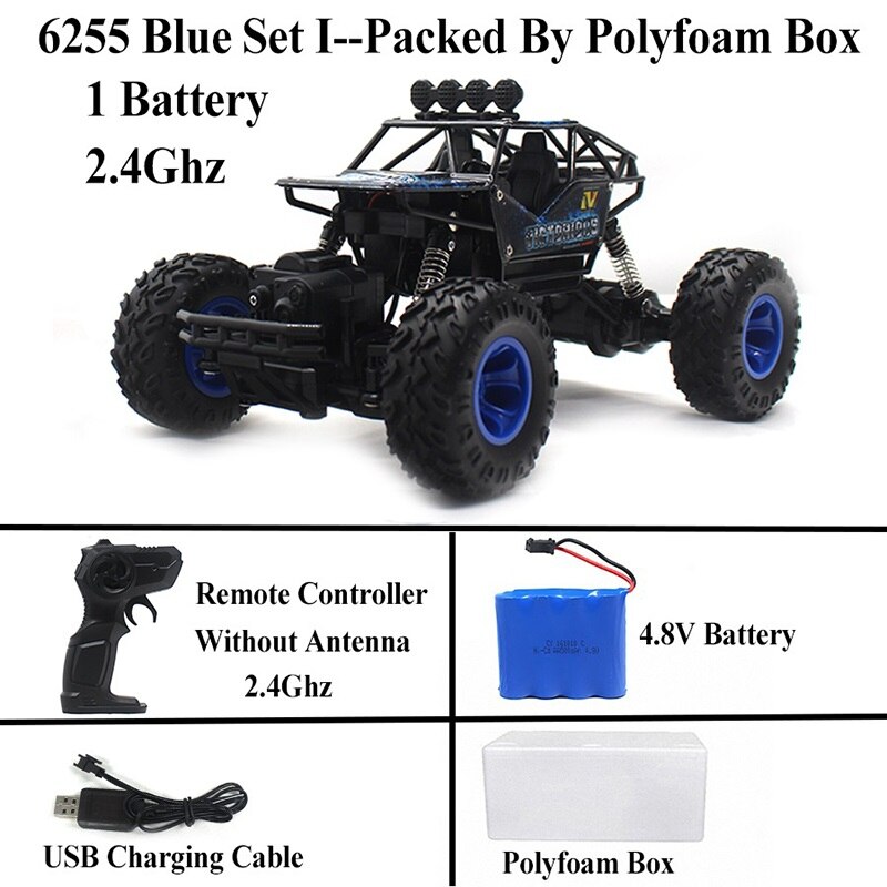 Voiture télécommandée 1:16, chenille à roche de 4WD, voiture électrique RC pour garçons, pour enfants, nouveauté: 6255-Blue Set 1