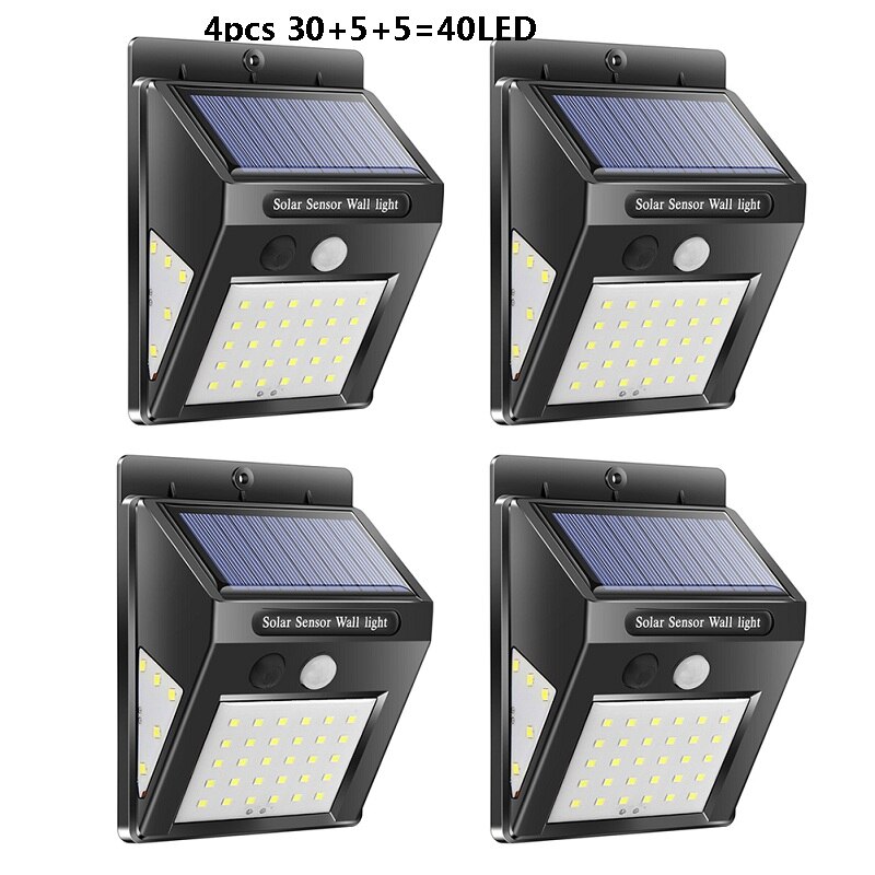 30/40 LED Outdoor Solar Light PIR Motion Sensor 4pcs Solar Wall Lamp Waterproof Energy Saving Emergency Garden Yard Lights