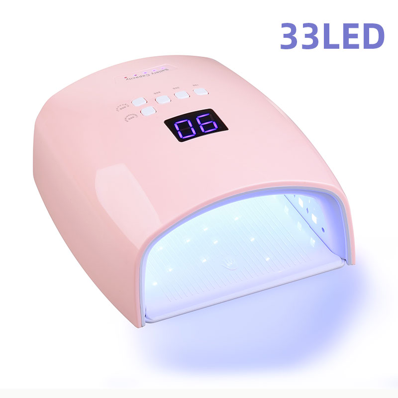Lámpara de uñas LED UV recargable, lámpara de 66W para manicura con pantalla LCD, 4 ajustes de temporizador, herramientas de manicura para decoración de uñas para el hogar y el salón: Rosa / US