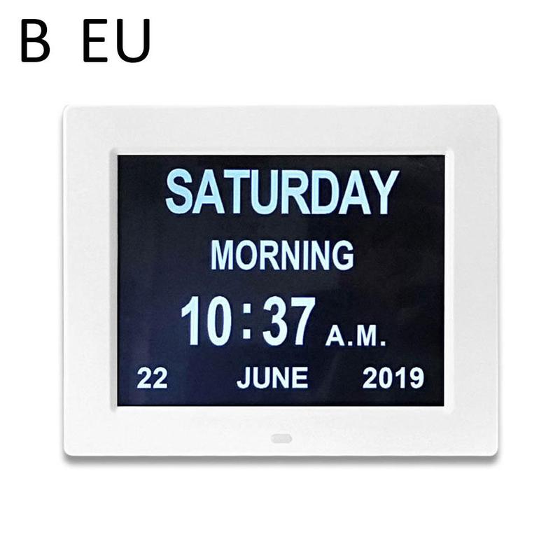 8 digital clock digital dia relógio led calendário hora data semana exibição visual com relógio para os idosos comprometimento adequado eletrônico t6a8: B