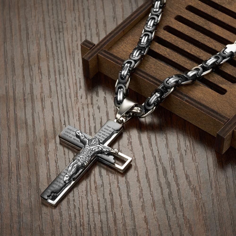 Hip Hop Mannen Cross Hanger Ketting Kerstcadeau 316L Rvs Byzantijnse Box Ketting