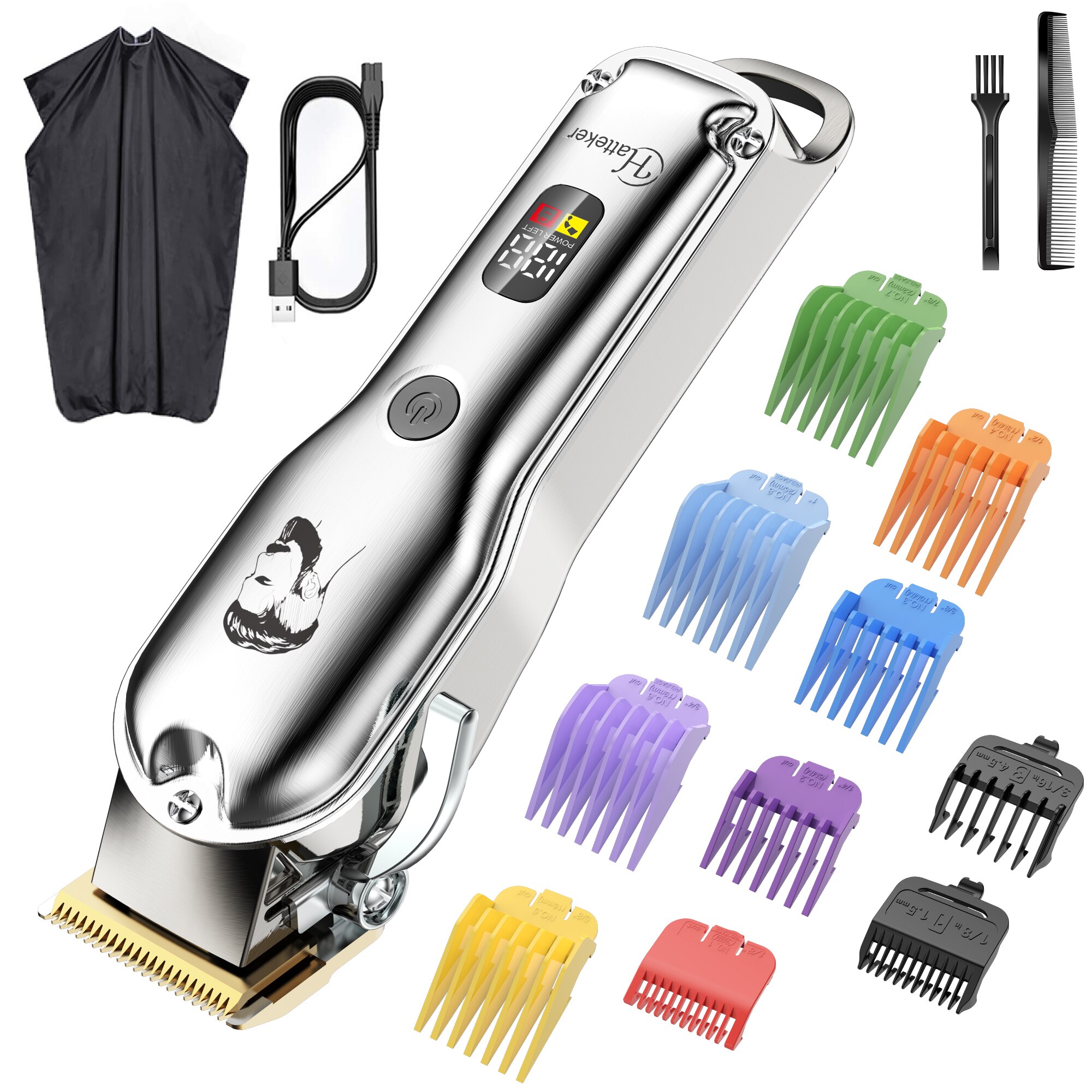 HATTEKER Hair Clippers Cordless Barber Hair Cutting Grooming Kit with Hairdressing cloak Hair trimmer Waterproof