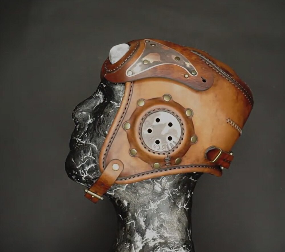 Steampunk hjälm pilot hatt manuell läder mönster ritning läder diy mönster mall