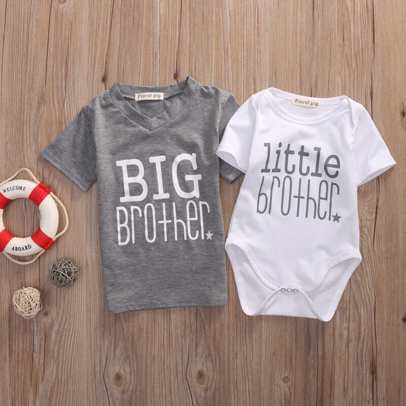 Familie Bijpassende Tops Little Big Brother Romper T-shirt Pasgeboren Baby Boy Kleding