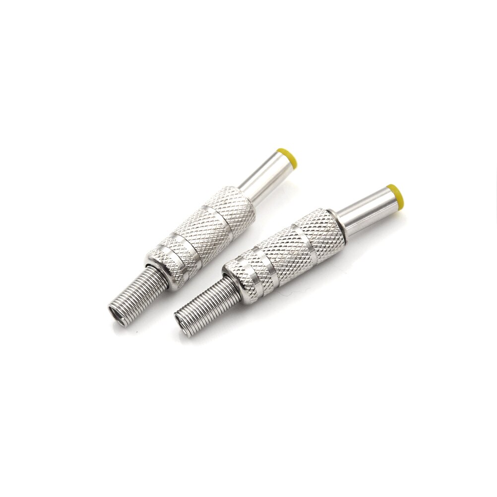 One Piece Metal DC Power Male Plug Jack Adapter Connector Plug With Yellow Head 5.5*2.1 5.5x2.1mm
