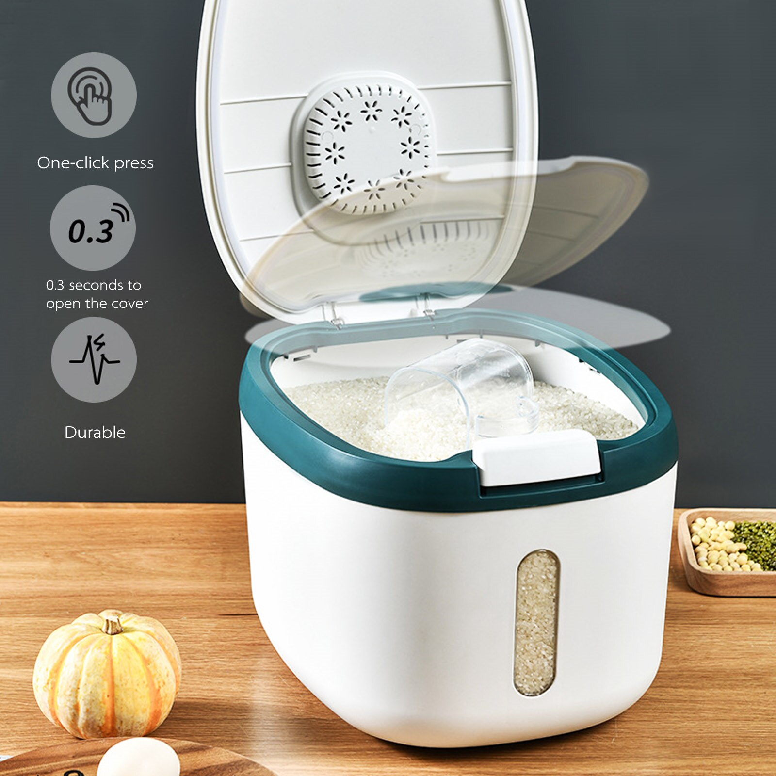 WALFOS 5KG/10KG Kitchen Food Storage Container Box Tank Moisture Insect Proof Nano Bucket Rice Dispenser Grain Sealed Organizer