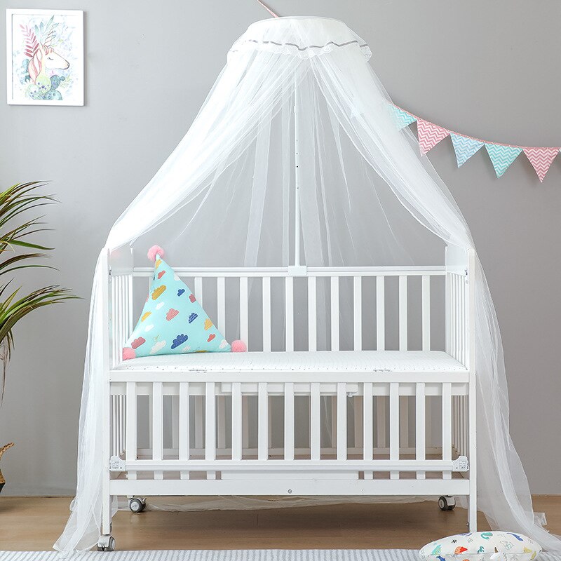 Zomer Baby Wieg Klamboe Self-Stand Baby Bed Net Crib Netting Met Houder Universele Baby Baby Bed Luifel inclusief Houder: grey