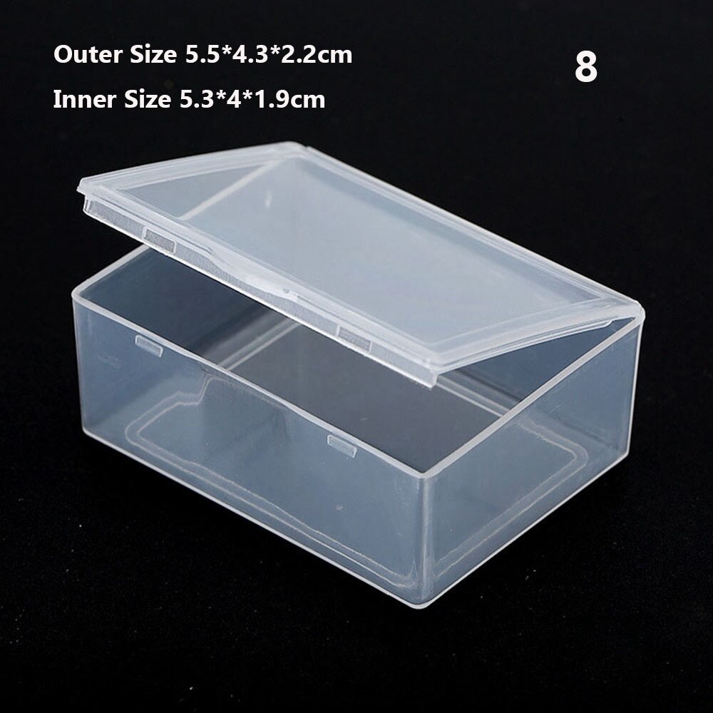 8 Maten Kleine Vierkante Clear Plastic Opbergdoos Sieraden Diamond Container Borduren Craft Bead Houder Pil Home Storage Supply: 8