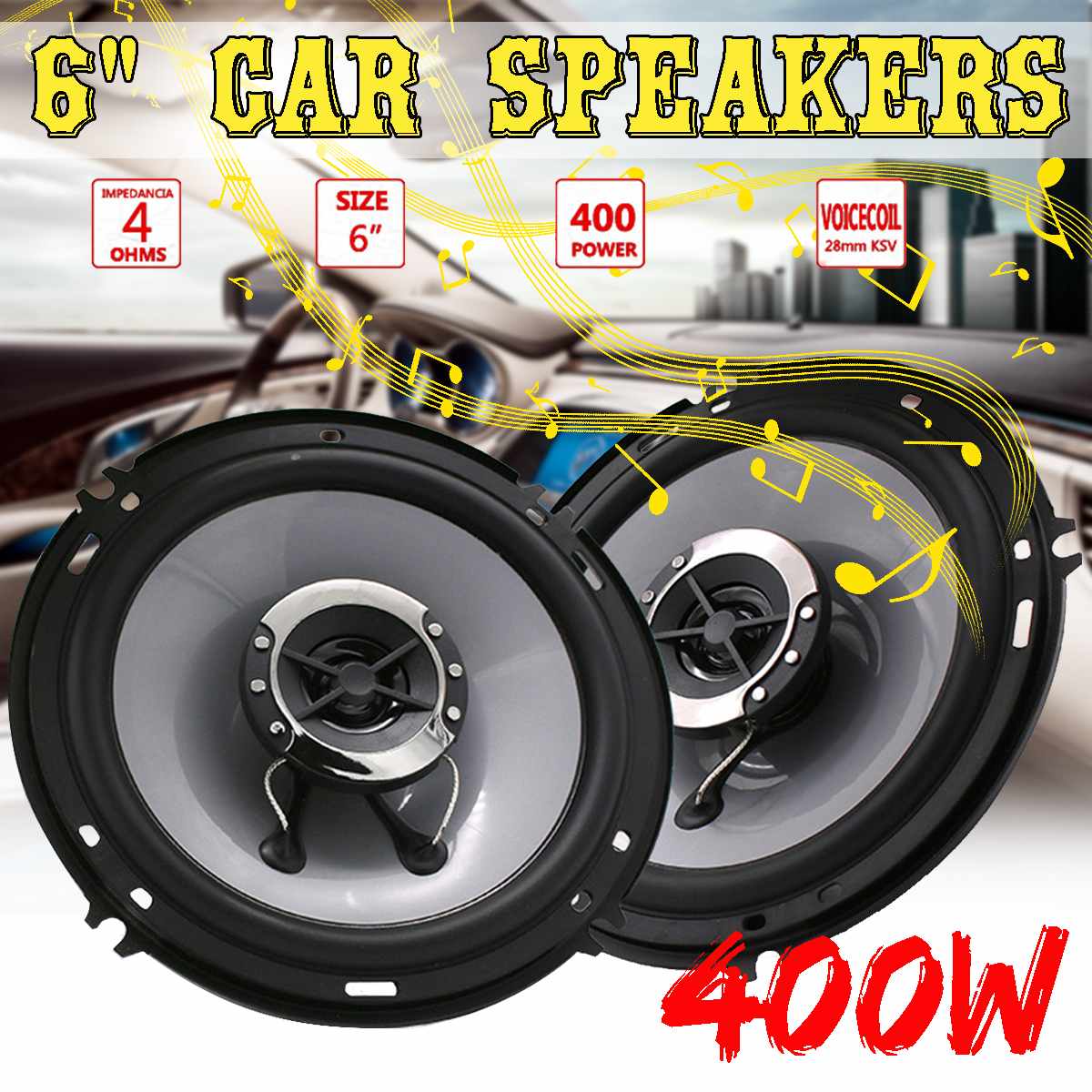 2 Stuks 400W 6 Inch Auto Speaker 2 Ch 360 Graden Stereo Surround Diy Bass Hoorn Subwoofer Coaxiale Luidspreker auto Gemodificeerde Speaker