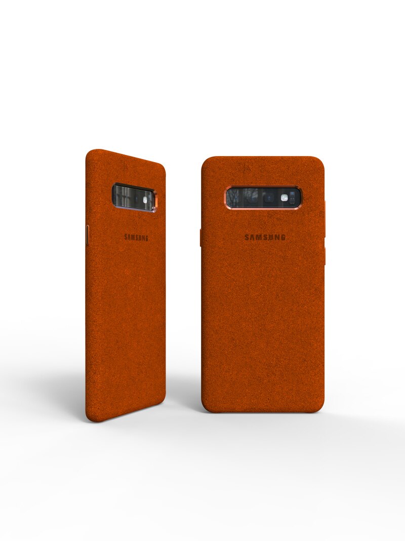 100% Original genuino Samsung S10 funda para Galaxy S10Plus S10 + S10E Alcantara Funda de cuero Premium funda de protección completa 5 colores: For S10 Plus / Naranja