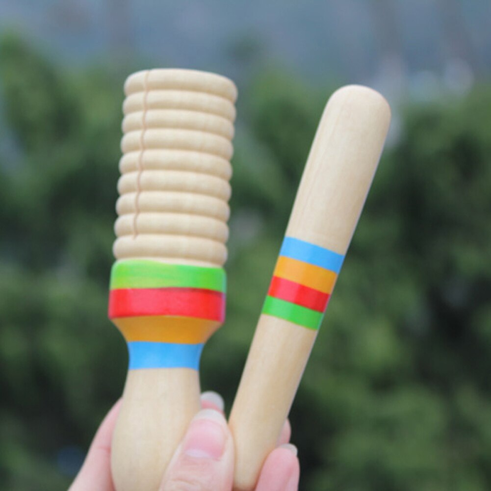 Træ guiro tråd enkelt ring stang klokke percussion musikinstrument børn legetøj behageligt at gribe musikalsk pædagogisk legetøj